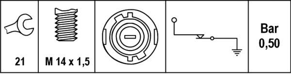 HELLA 6ZL 003 259-741 Öldruckschalter - 12V - Anschlussanzahl: 1 - Öffner - Farbe: grau