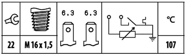 HELLA 6PT 009 309-531 Sensor, Öltemperatur - 12V - geschraubt
