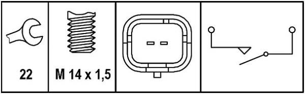 HELLA 6ZF 008 621-331 Schalter, Rückfahrleuchte - 12V - Anschlussanzahl: 2 - Steckergehäuseform: ova