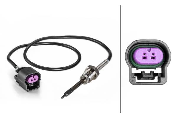 HELLA 6PT 014 494-391 Sensor, Abgastemperatur - 2-polig - geschraubt - Kabel: 530mm