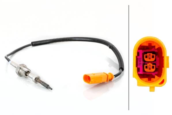 HELLA 6PT 014 495-001 Sensor, Abgastemperatur - 2-polig - geschraubt - Kabel: 430mm
