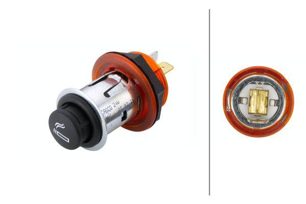 HELLA 8EZ 008 021-051 Zigarettenanzünder - 24V - Einbau - Stecker: Flachstecker - rot