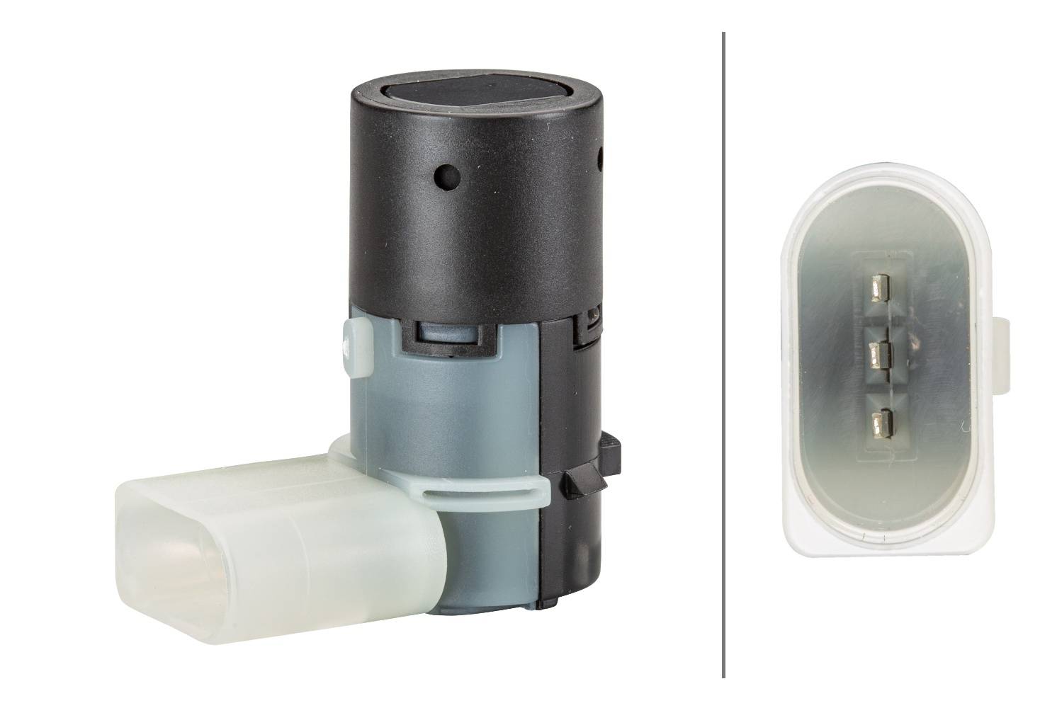 HELLA 6PX 358 141-241 Sensor, Einparkhilfe - gewinkelt - 3-polig - gesteckt - lackierbar