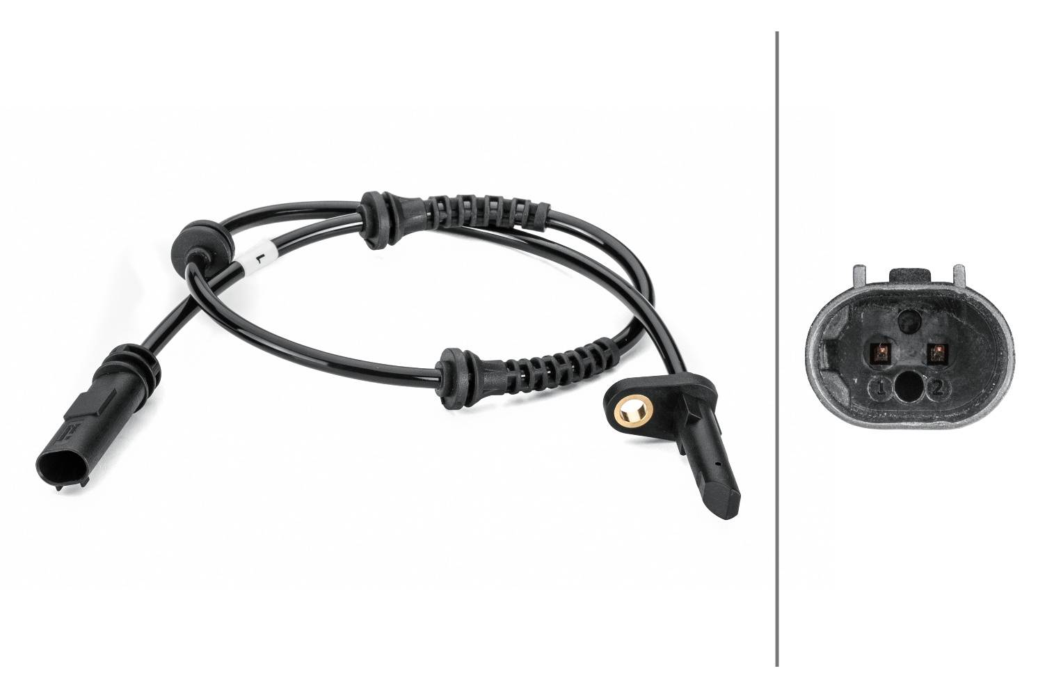 HELLA 6PU 012 806-451 Sensor, Raddrehzahl - 2-polig - Hinterachse beidseitig - Gesamtlänge675mm