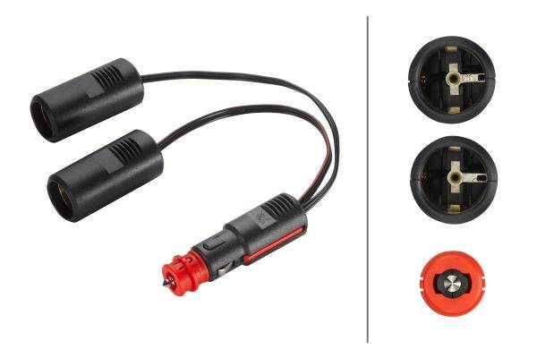 HELLA 8JA 007 589-111 Adapter, Zigarettenanzünder - 24V - Länge: 0.25m