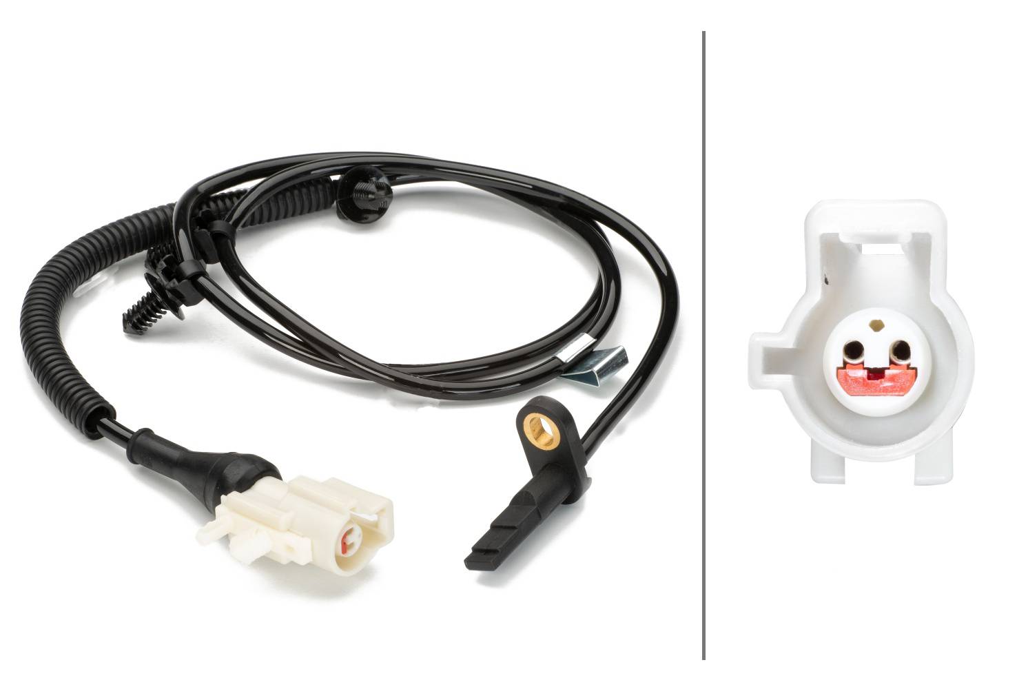 HELLA 6PU 230 040-511 Sensor, Raddrehzahl - 2-polig - hinten - Kabel: 1063mm - mit Halter