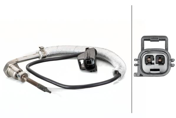 HELLA 6PT 014 495-111 Sensor, Abgastemperatur - 2-polig - geschraubt - Kabel: 430mm