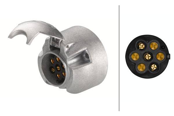 HELLA 8JB 001 941-041 Steckdose - 7-polig - Stecker: Flachstecker - Metallgehäuse - DIN/ISO: 1724