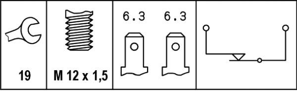 HELLA 6DF 007 361-001 Bremslichtschalter - 12V - Anschlussanzahl: 2 - Öffner - elektrisch