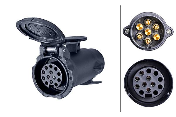 HELLA 8JA 008 981-001 Adapter, Steckdose - 12V - von 7-polig auf 13-polig - Länge: 57mm - Kabel: 100