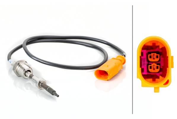 HELLA 6PT 014 494-561 Sensor, Abgastemperatur - 2-polig - geschraubt - Kabel: 580mm