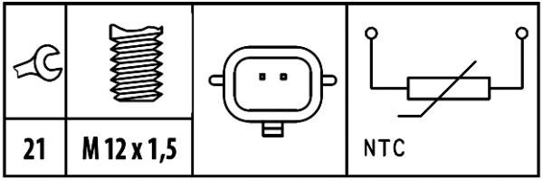 HELLA 6PT 009 309-471 Sensor, Öltemperatur - 12V - geschraubt
