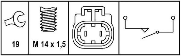 HELLA 6ZF 008 621-291 Schalter, Rückfahrleuchte - 12V - Anschlussanzahl: 2 - geschraubt - Schließer