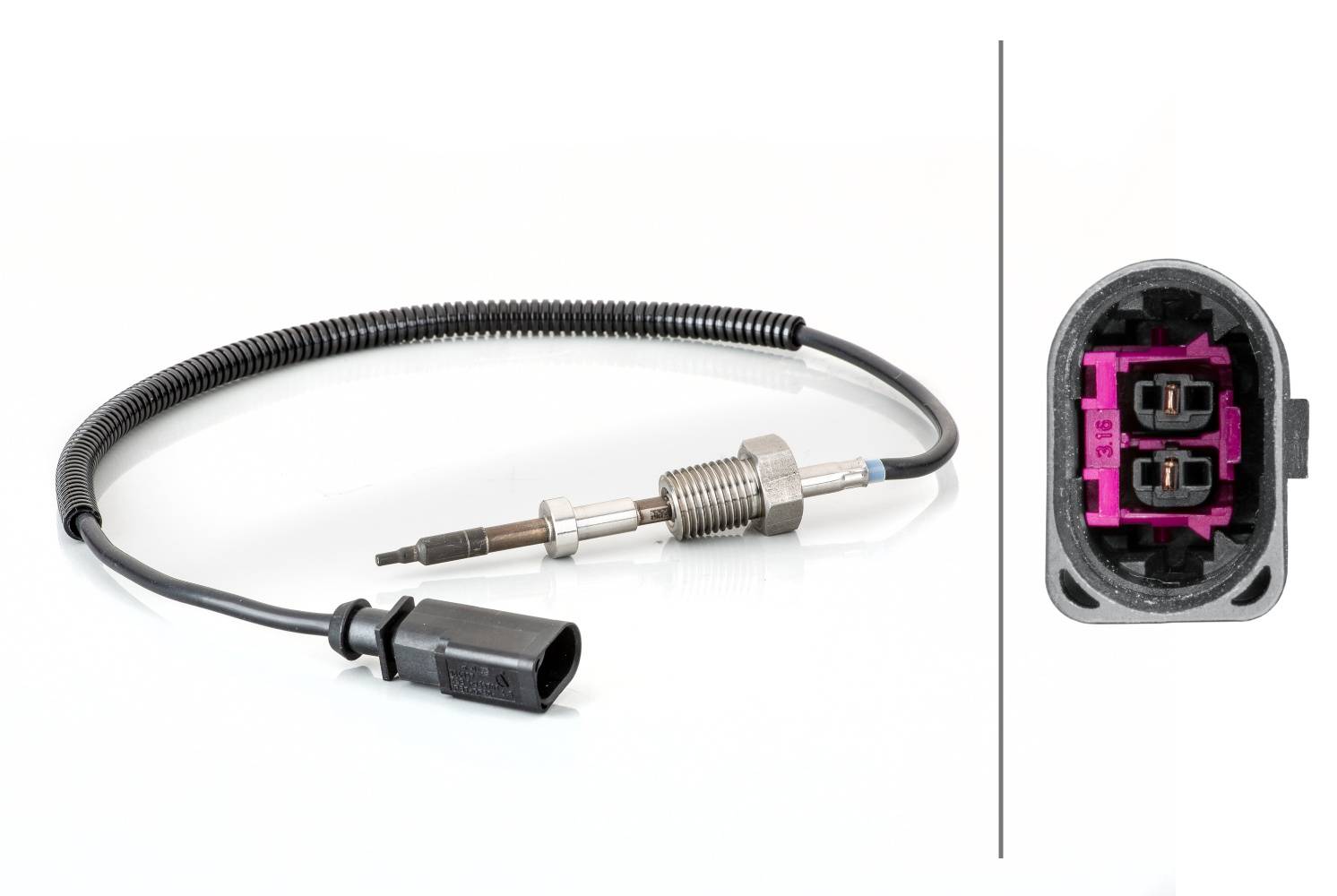 HELLA 6PT 014 494-711 Sensor, Abgastemperatur - 2-polig - geschraubt - Kabel: 460mm