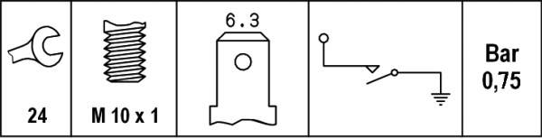 HELLA 6ZL 003 259-481 Öldruckschalter - 12V - Anschlussanzahl: 1 - Flachstecker - Schließer