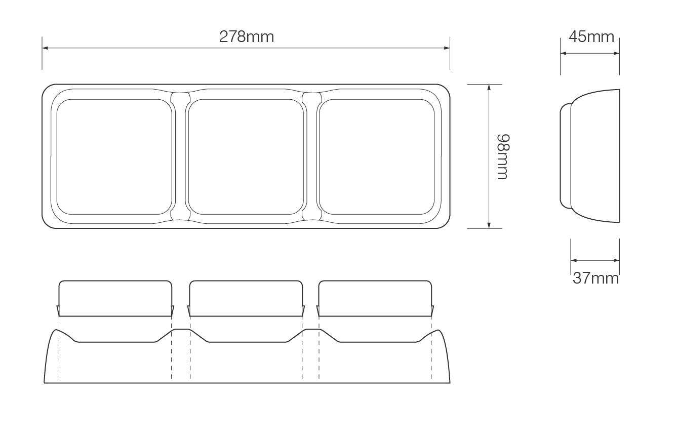 LED Kombinationsleuchte, 2 x Bremslicht, 2 x Rücklicht, Blinker, Serie 80, ECE