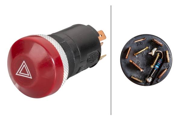 HELLA 6HF 003 916-031 Warnblinkschalter - Druckbetätigung - 12V - Einbau - Schalterbeleuchtung: rot