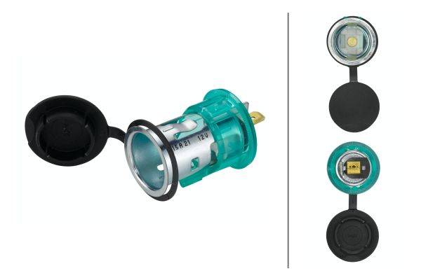 HELLA 8JB 008 023-001 Steckdose - 24V - Einbau - Stecker: Flachstecker - grün