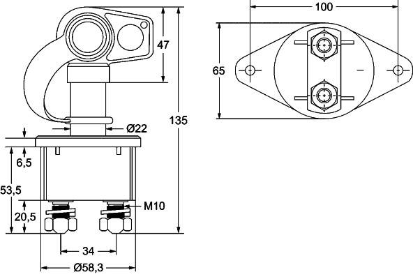 HELLA 6EK 002 843-111 Hauptschalter, Batterie - Drehbetätigung - 24V - Anschlussanzahl: 2 - geschrau