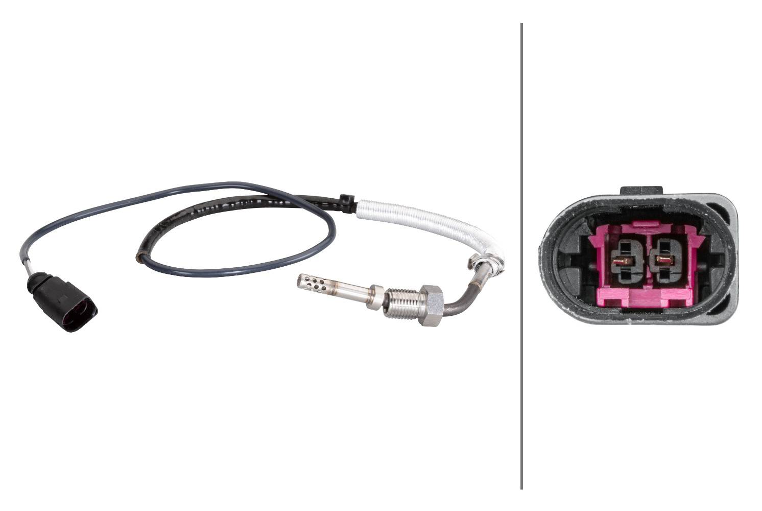 HELLA 6PT 010 376-231 Sensor, Abgastemperatur - 2-polig - geschraubt - Kabel: 685mm - mit Hitzeschut