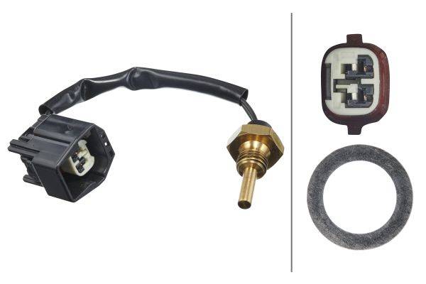 HELLA 6PT 009 309-461 Sensor, Öltemperatur - 12V - geschraubt - mit Kabel
