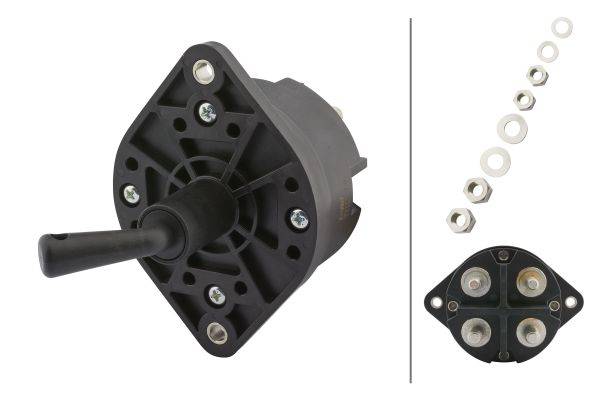 HELLA 6EK 002 843-161 Hauptschalter, Batterie - Drehbetätigung - 24V - geschraubt - Zwillingsschließ