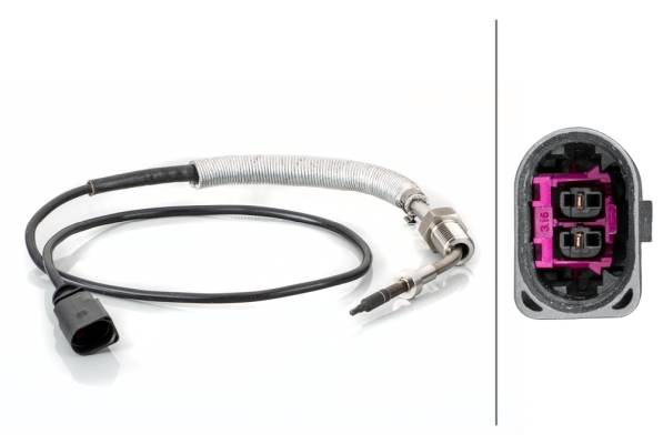 HELLA 6PT 014 495-081 Sensor, Abgastemperatur - 2-polig - geschraubt - Kabel: 690mm