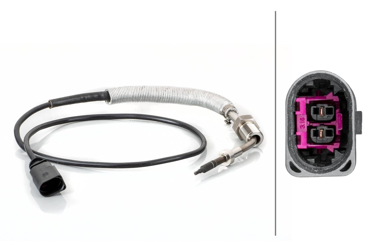 HELLA 6PT 014 495-081 Sensor, Abgastemperatur - 2-polig - geschraubt - Kabel: 690mm