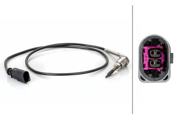 HELLA 6PT 014 494-871 Sensor, Abgastemperatur - 2-polig - geschraubt - Kabel: 730mm