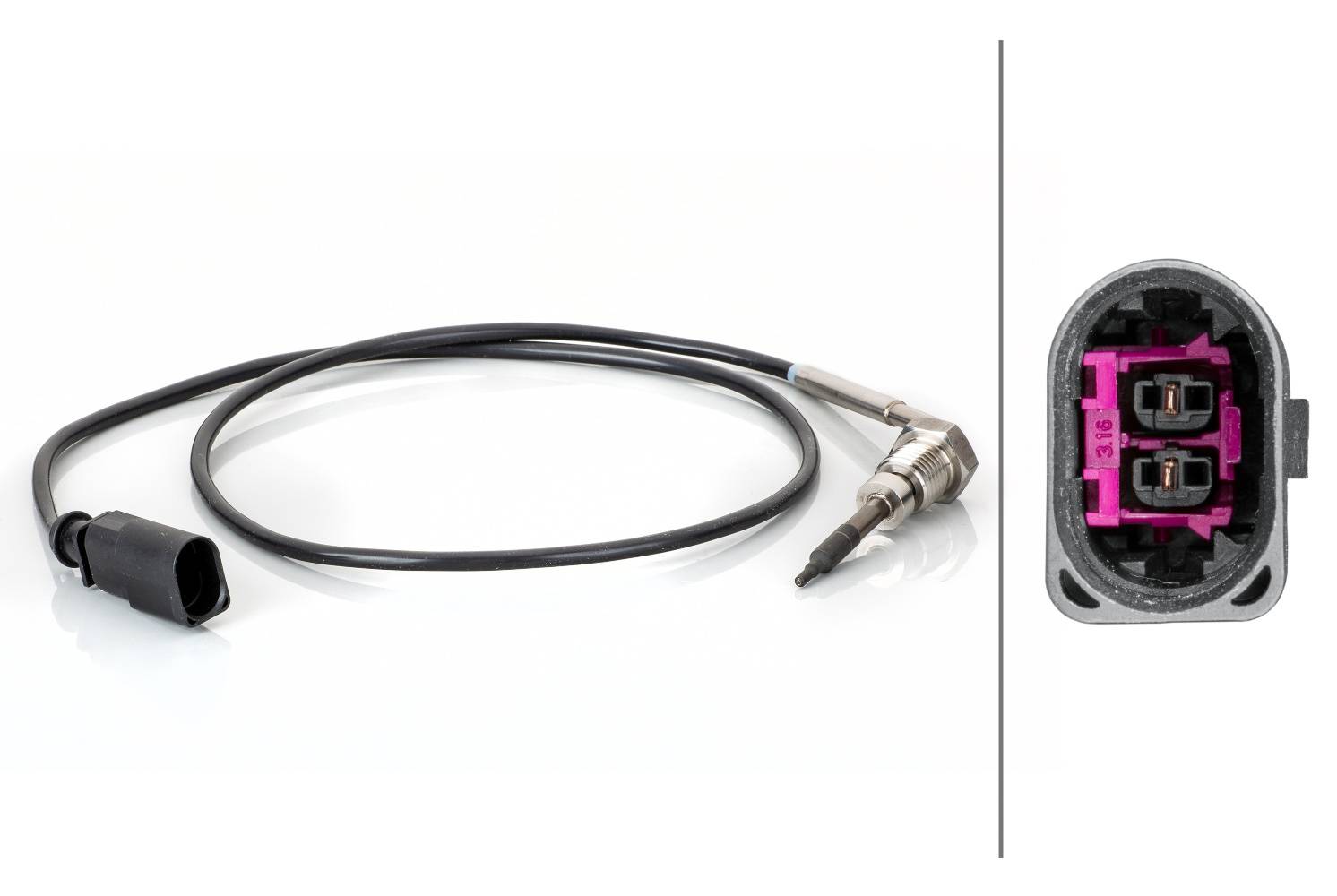 HELLA 6PT 014 494-871 Sensor, Abgastemperatur - 2-polig - geschraubt - Kabel: 730mm