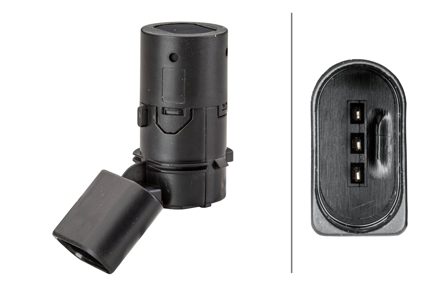 HELLA 6PX 358 141-251 Sensor, Einparkhilfe - gewinkelt - 3-polig - gesteckt - lackierbar