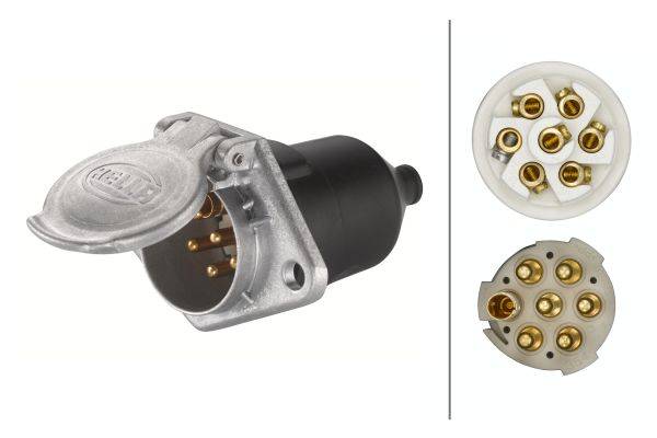 HELLA 8JB 003 834-001 Steckdose - 24V - 7-polig - Stecker: Schraubkontakt - Metall - DIN/ISO: 3731