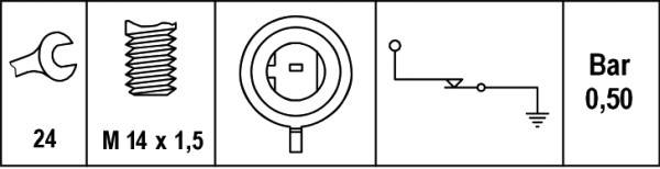 HELLA 6ZL 003 259-491 Öldruckschalter - 12V - Anschlussanzahl: 1 - Öffner