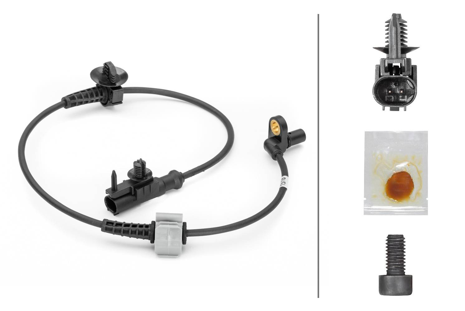 HELLA 6PU 230 040-421 Sensor, Raddrehzahl - 2-polig - Vorderachse beidseitig - Kabel: 631mm - mit Ha
