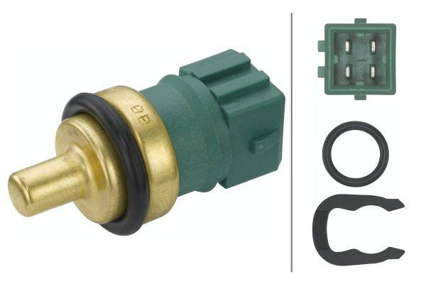 HELLA 6PT 009 107-541 Sensor, Kühlmitteltemperatur - 12V - gesteckt - mit Dichtung - mit Sicherungsr