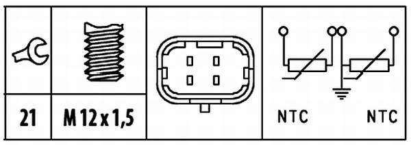 HELLA 6PT 009 309-581 Sensor, Öltemperatur - 12V - geschraubt