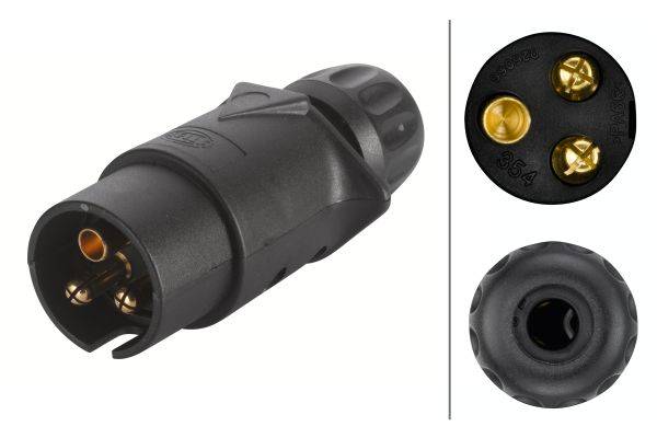 HELLA 8JA 002 263-031 Stecker - 24V - 3-polig - Stecker: Schraubkontakt - schwarz