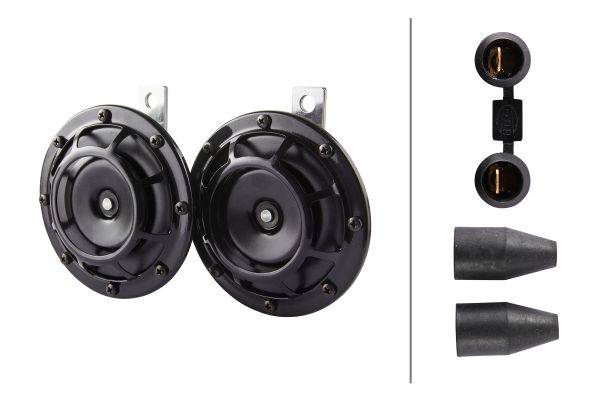 HELLA 3AG 003 399-101 Horn - B133 - 24V - 118dB(A) - Frequenzbereich: 375/500Hz - Starkton - Gehäuse