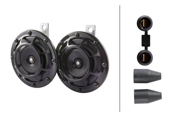 HELLA 3AG 003 399-081 Horn - B133 - 12V - 118dB(A) - Frequenzbereich: 375/500Hz - Starkton - Gehäuse