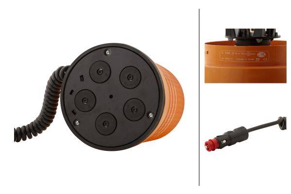 HELLA 2RL 008 062-101 Halogen-Rundumkennleuchte - KL 7000 - 12V - gelb - Magnetbefestigung - gelb -