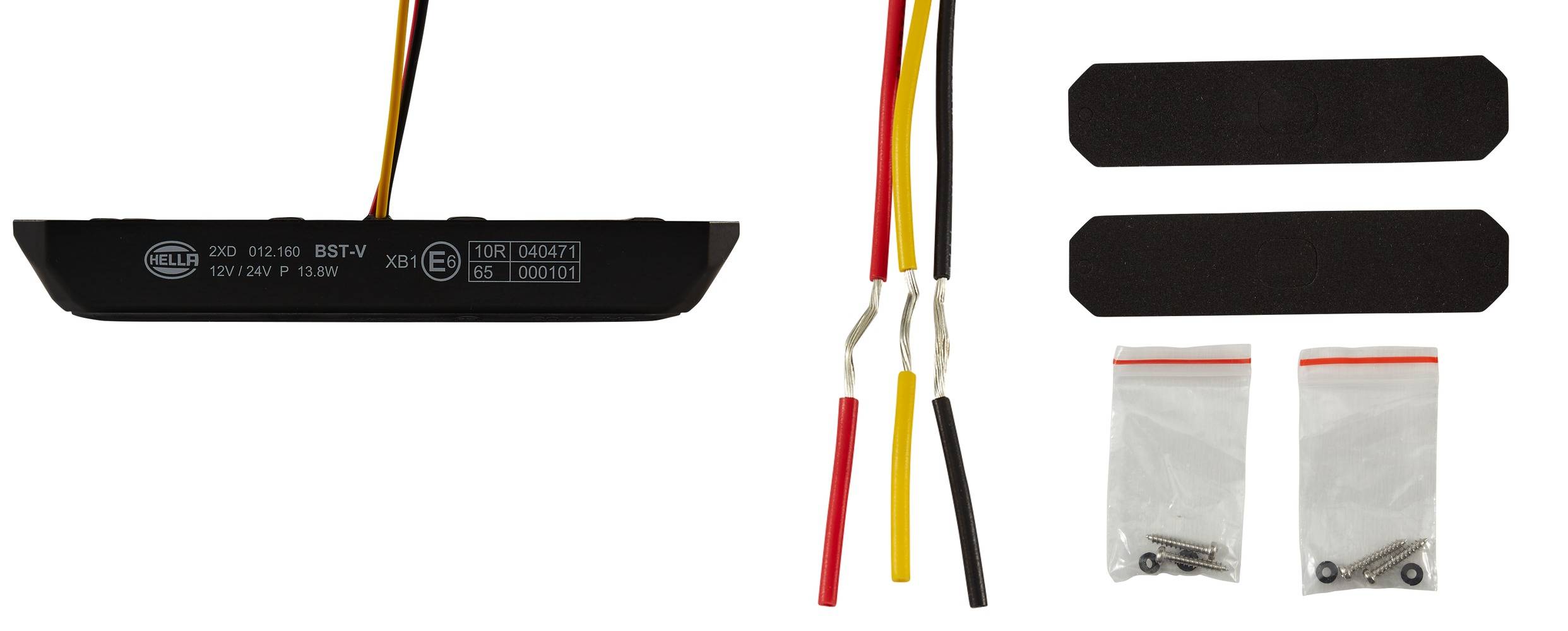 HELLA 2XD 012 160-871 LED-Blitz-Kennleuchte - BST - 12/24V - weiß - Anbau - glasklar - weiß - Kabel: