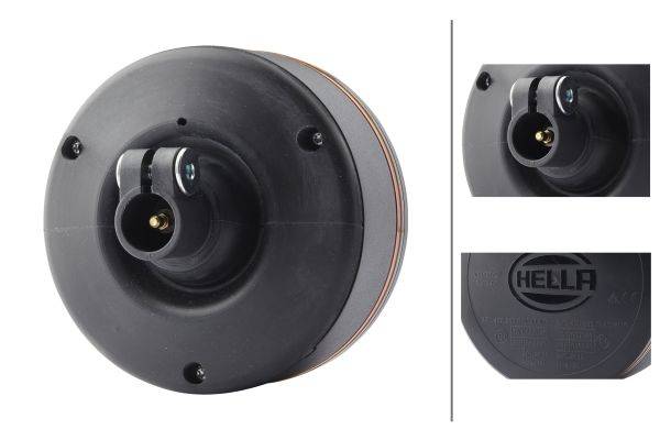 HELLA 2XD 455 255-011 Blitz-Kennleuchte - K-LED Rebelution - 12/24V - Rohrstutzen, flexibel - amber