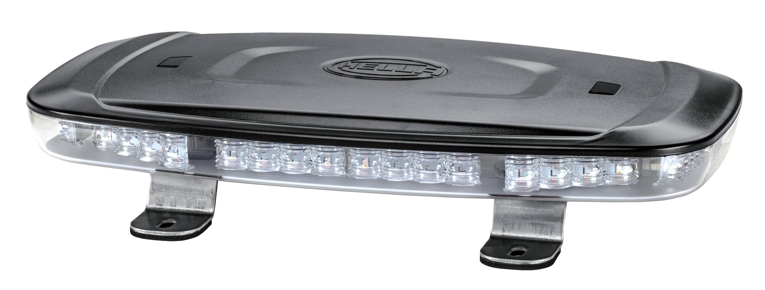 HELLA 2RL 014 565-011 LED-Warnleuchte - Mini Lightbar - 12/24V - glasklar - gelb - Kabel: 500mm - An