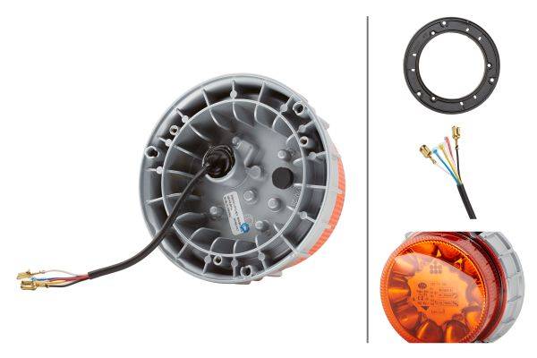 HELLA 2XD 011 557-101 LED-Blitz-Kennleuchte - K-LED 2.0 - 12/24V - gelb - Anbau/geschraubt - gelb -