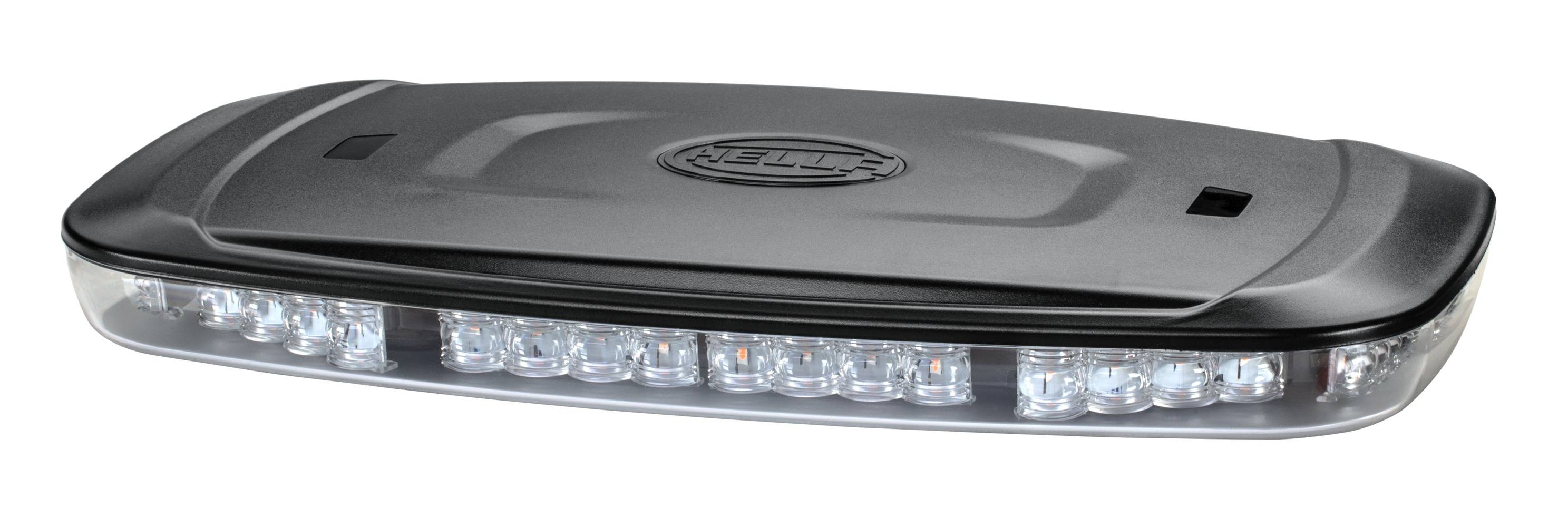 HELLA 2RL 014 565-001 LED-Warnleuchte - Mini Lightbar - 12/24V - Schraubanschluss - glasklar - gelb