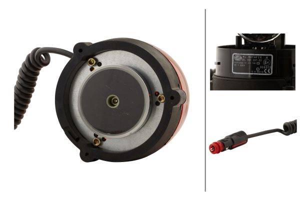 HELLA 2RL 007 337-031 Halogen-Rundumkennleuchte - KL Rotafix - 24V - gelb - Magnetbefestigung - gelb