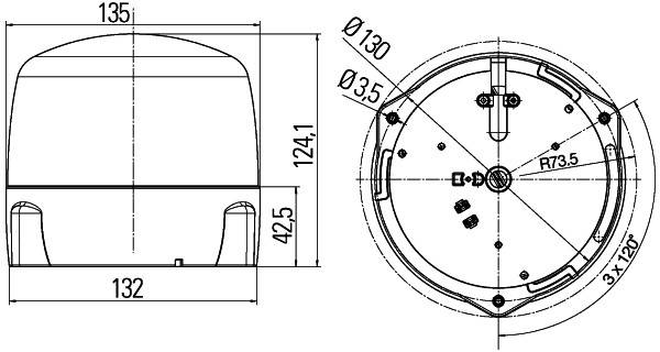 HELLA 2RL 010 979-001 LED-Rundumkennleuchte - RotaLED - 12/24V - gelb - Anbau/geschraubt - gelb - Ka