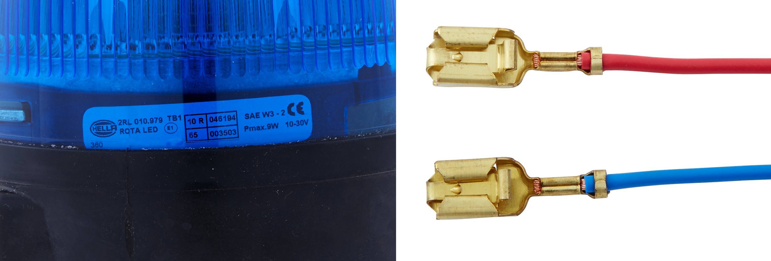 HELLA 2RL 010 979-101 LED-Rundumkennleuchte - RotaLED - 12/24V - geschraubt - blau - Kabel: 200mm