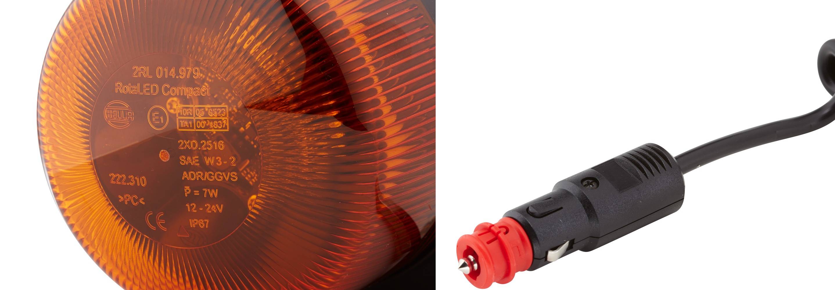 HELLA 2RL 014 979-021 LED-Rundumkennleuchte - RotaLED Compact - 12/24V - gelb - Magnetbefestigung -