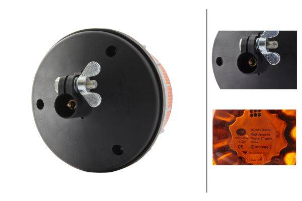 HELLA 2XD 011 557-901 LED-Blitz-Kennleuchte - K-LED 2.0 - 12/24V - gelb - Rohrstutzen, flexibel - ge